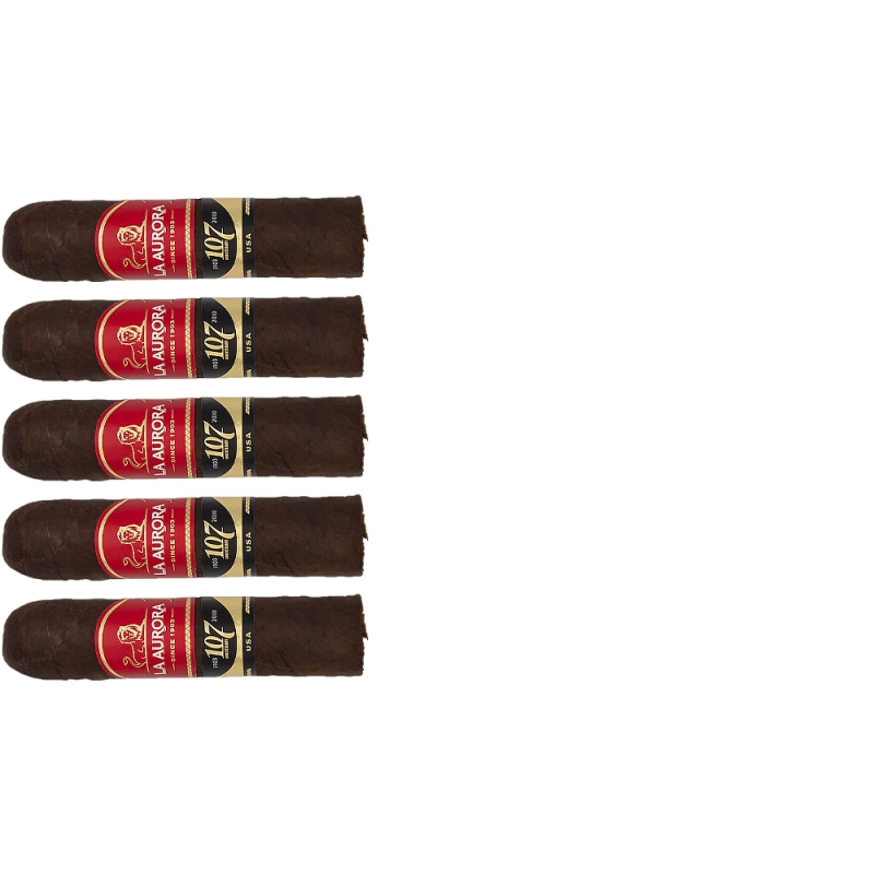 zestaw pięciu cyagr Aurora 107 Short Robusto USA Maduro