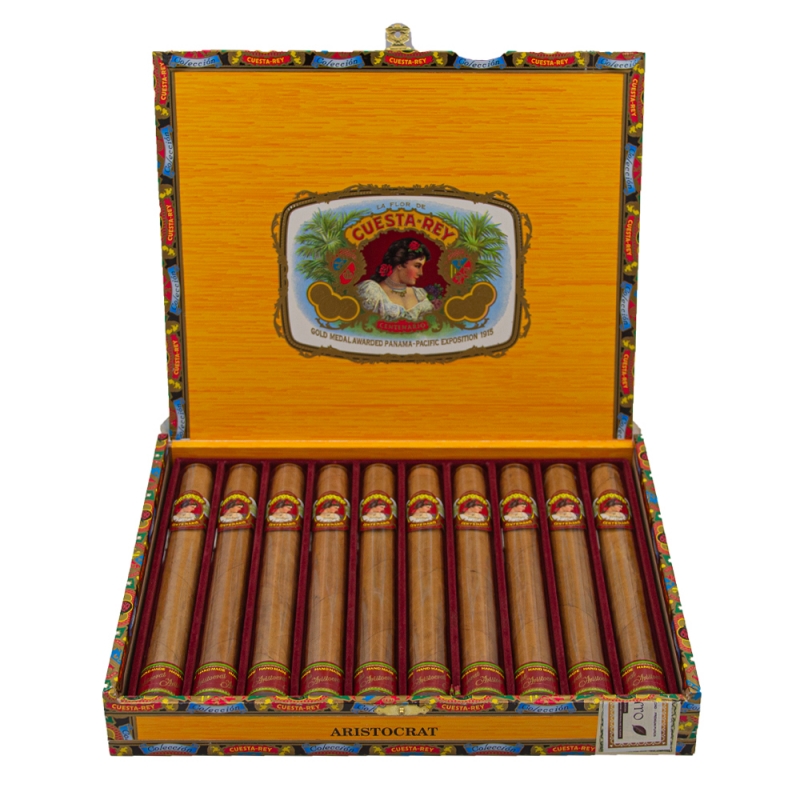 otwarte pudełko pełne cygar w szklanej tubie