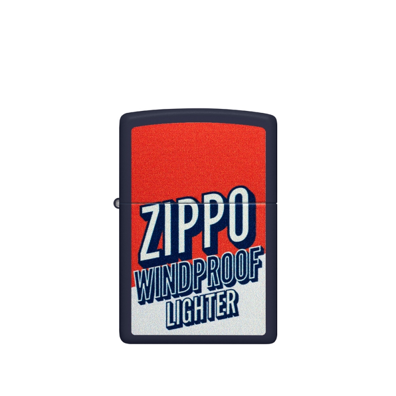 metalowa zapalniczka Zippo z intensywnym tłem i kontrastującą grafiką widoczną na froncie