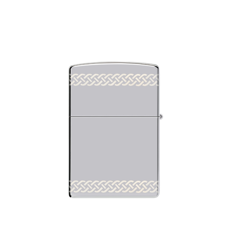 front zapalniczki z subtelnym motywem koniczyny ujętym w klasyczne linie wzoru