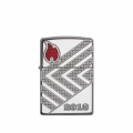 front zapalniczki z grawerowanym dynamicznym motywem linii i kontrastującym chromem