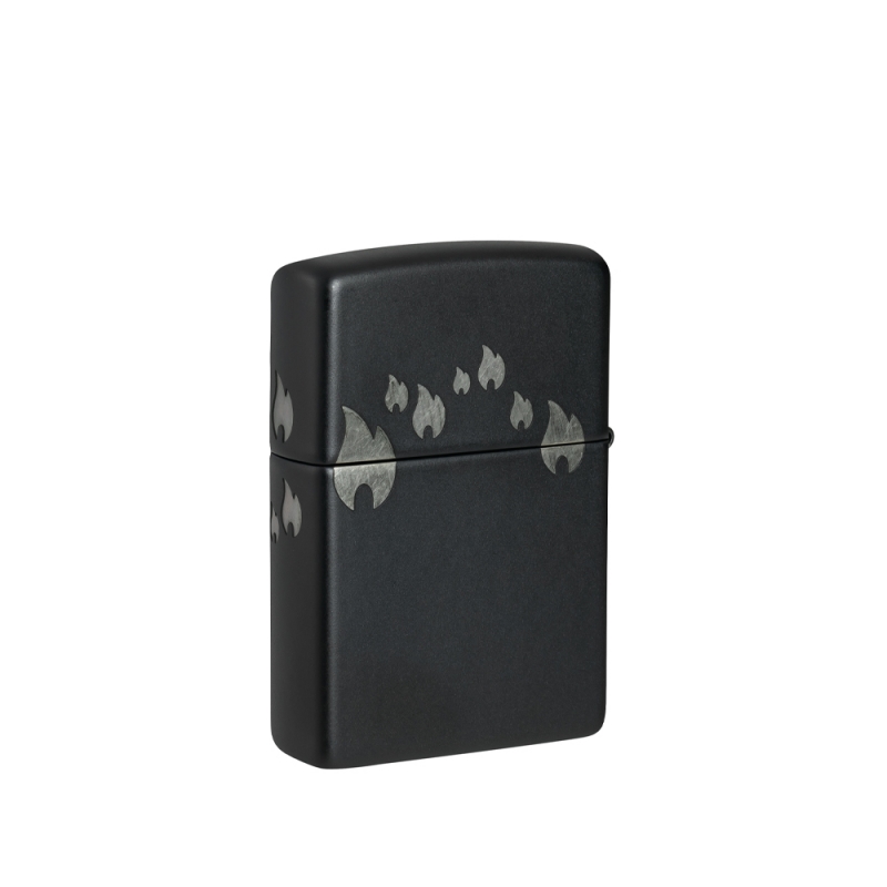 metalowa zapalniczka z gładkim, szczotkowanym chromem i subtelnym wzorem linii tworzącym astralne kształty