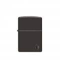 metalowa zapalniczka Zippo z eleganckim wykończeniem High Polish Black i minimalistycznym symbolem ognia u dołu