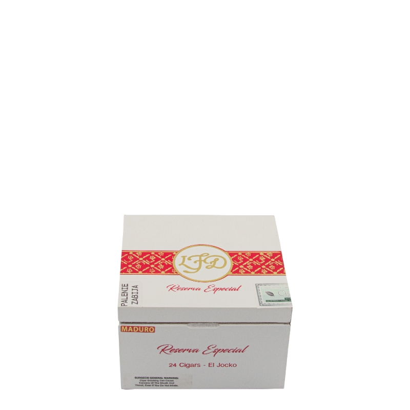 zamknięte drewniane pudełko z czerwonym paskiem i napisem LFD