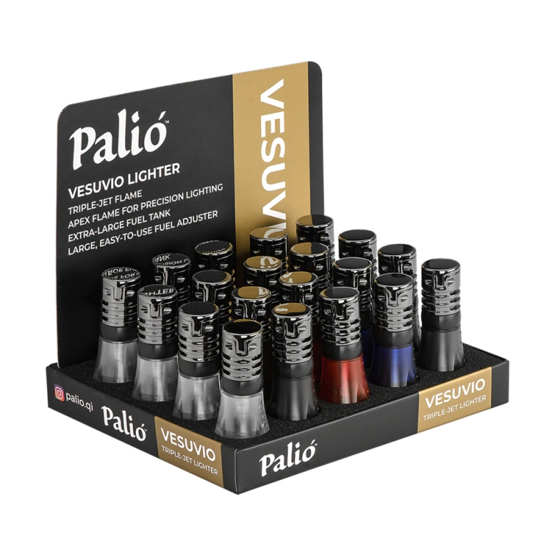 display zapalniczek Palio Vesuvio w różnych kolorach