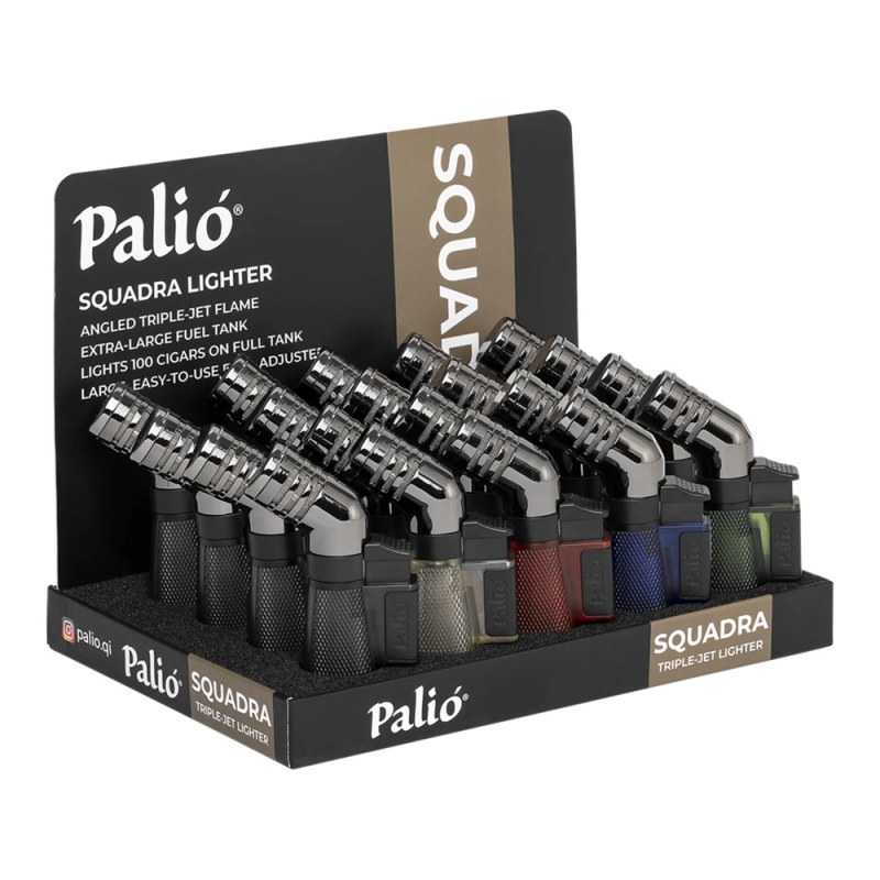 display zapalniczki Palio Squadra w różnych kolorach