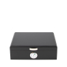 elegancki czarny humidor Passatore z wbudowanym higrometrem i metalowym uchwytem na wieku