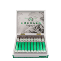szeroko otwarte pudełko pełne cygar Rocky Patel Emerald BP Toro w białym kolorze