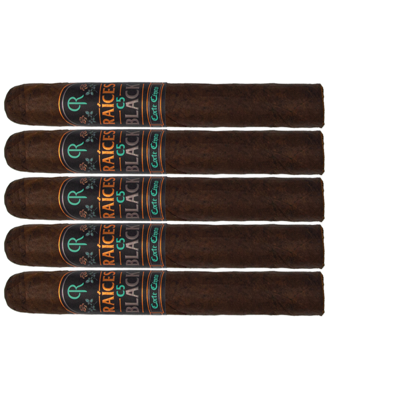 zestaw pięciu dużych cygar Raices Cubanas C5 Black Double Toro