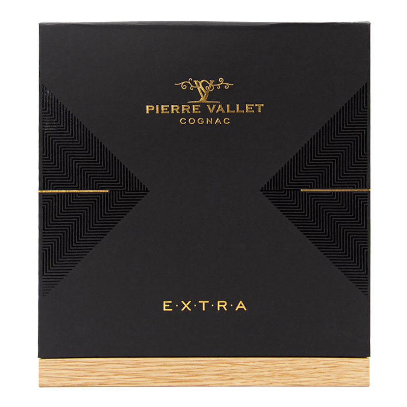 czarne eleganckie pudełko dla Koniak Pierre Vallet Extra Malicia 40%, 0,7l
