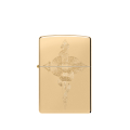 Metaliczna Zippo w złotym kolorze ozdobiona przestrzennym wzorem węża z wyciętymi detalami