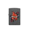 Popielata Zippo z klasycznym logo marki stylizowanym na tatuaż