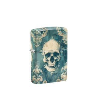 Biała matowa zapalniczka Zippo Spooky Skulls z wielokolorowym wzorem czaszek