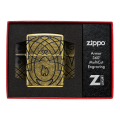 Zippo z eleganckim motywem płomienia zaprezentowana w pudełku