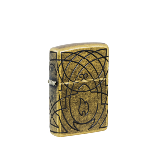 Złota postarzana zapalniczka Zippo Elegant Flame z eleganckim motywem płomienia
