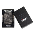 Czarna zapalniczka Zippo Bond BT 007 Gun Logo umieszczona w pudełku
