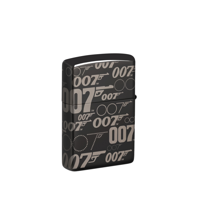 Zippo Bond BT 007 Gun Logo z kontrastowym motywem pistoletu na czarnej obudowie