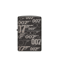 Czarna obudowa Zippo ozdobiona logo Bond BT 007 z motywem broni