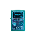 Brokatowa Zippo Gamer Design w intensywnym odcieniu cyjanowym