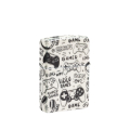 Biała zapalniczka Zippo Games Pattern Design z kolorowym wzorem inspirowanym światem gier