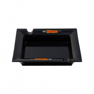 czarna porcelanowa popielnica na 2 cygara z logiem habanos