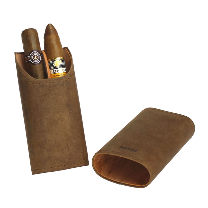 brązowe etui na 2 cygara z logo adorini brązowe etui na 2 cygara z logo adorini
