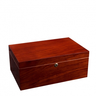 duży bordowy drewniany humidor na cygara zamykany na kluczyk