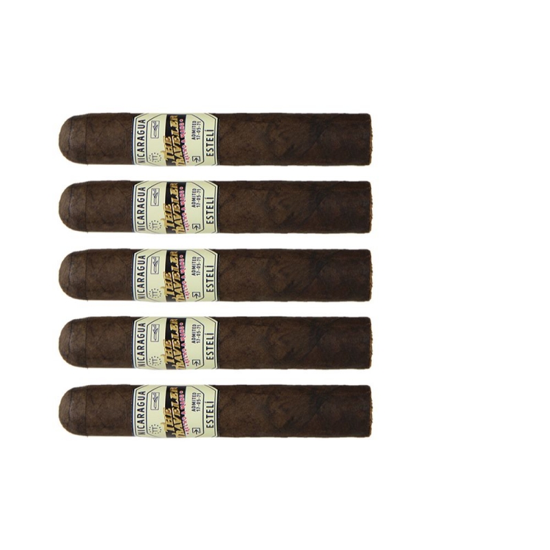 5 robionych ręcznie nikaraguańskich cygar w jasnym pierścieniu z logo the traveller