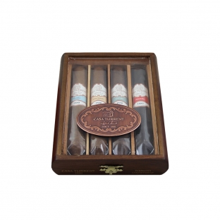 pięknie zapakowany zestaw 4 cygar casa turrent w formacie perfecto