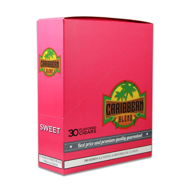 różowe opakowanie zbiorcze cygar caribbean blend o słodkim, łagodnym smaku