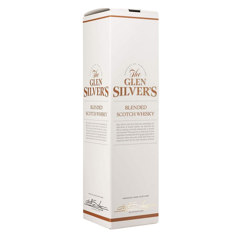 biały kartonik z whisky glen silvers blended malt