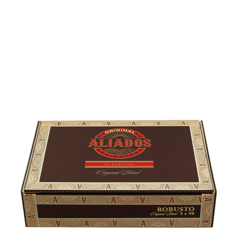 brązowe pudełko z logo aliados