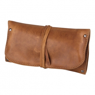 jasnobrązowy pokrowiec na tytoń wykonany ze skóry