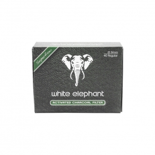 pudełko z 40 sztukami filtrów do fajek white elephant charcoal