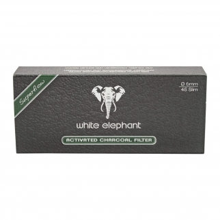 pudełko z 45 sztukami filtrów marki white elephant z węglem aktywnym