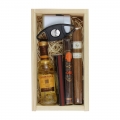 skrzyneczka drewniana z cygarami marki rocky patel oraz miniaturką whisky glenmorangie