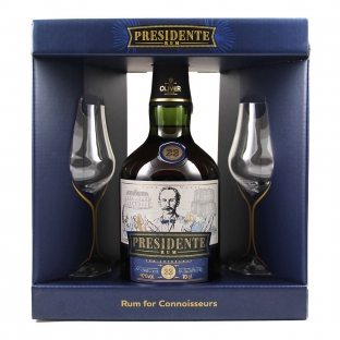 rum z dominikany w zestawie z dwoma sztukami kieliszków