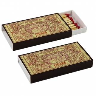 zapałki cygarowe  w pudełku z logo kultowej marki aliados