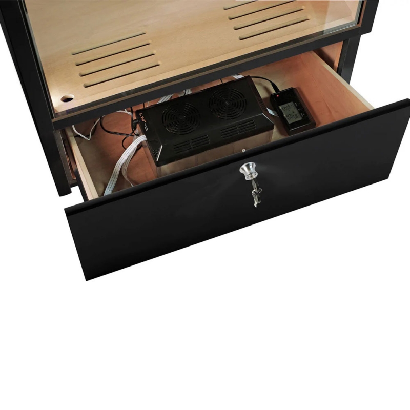 humidor na cygara z szufladą, higrometrem i nawilżaczem