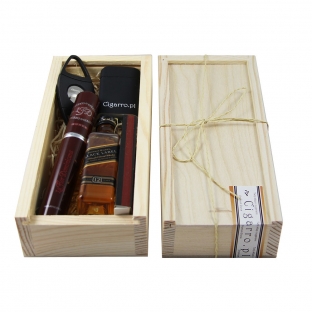 zestaw upominkowy z cygarem la flor dominicana oraz miniaturką whisky