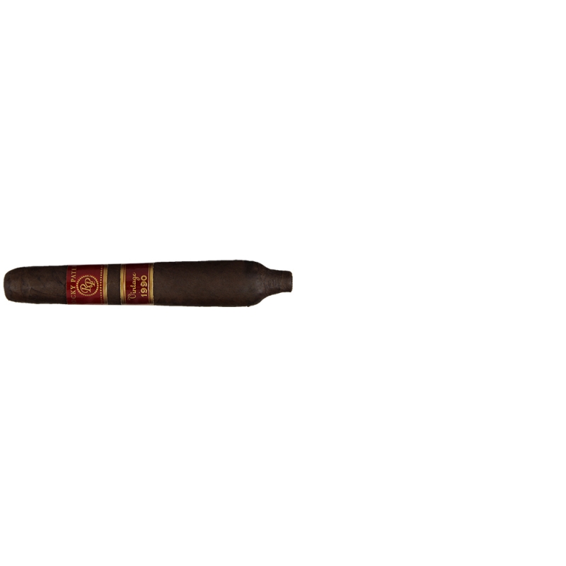 średniej mocy cygaro w ciemnej pokrywie z hondurasu w pięknym bordowo złotym pierścieniu z logo rocky patel