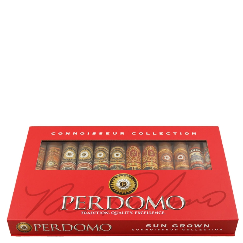 elegancki sampler w kolorze czerwonym z logo marki perdomo idealny na prezent