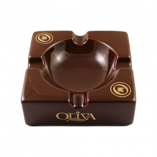 stylowa brązowa popielnica z logo marki oliva